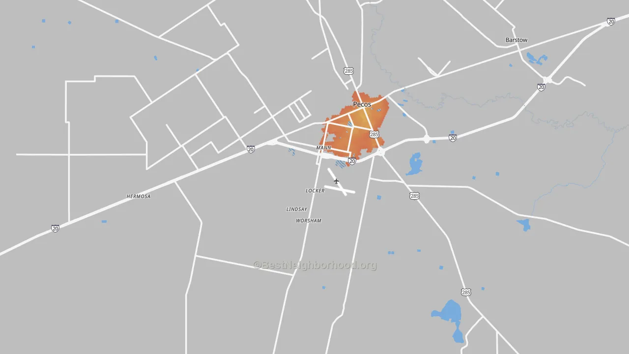 Bike Grade map of Reeves County, TX