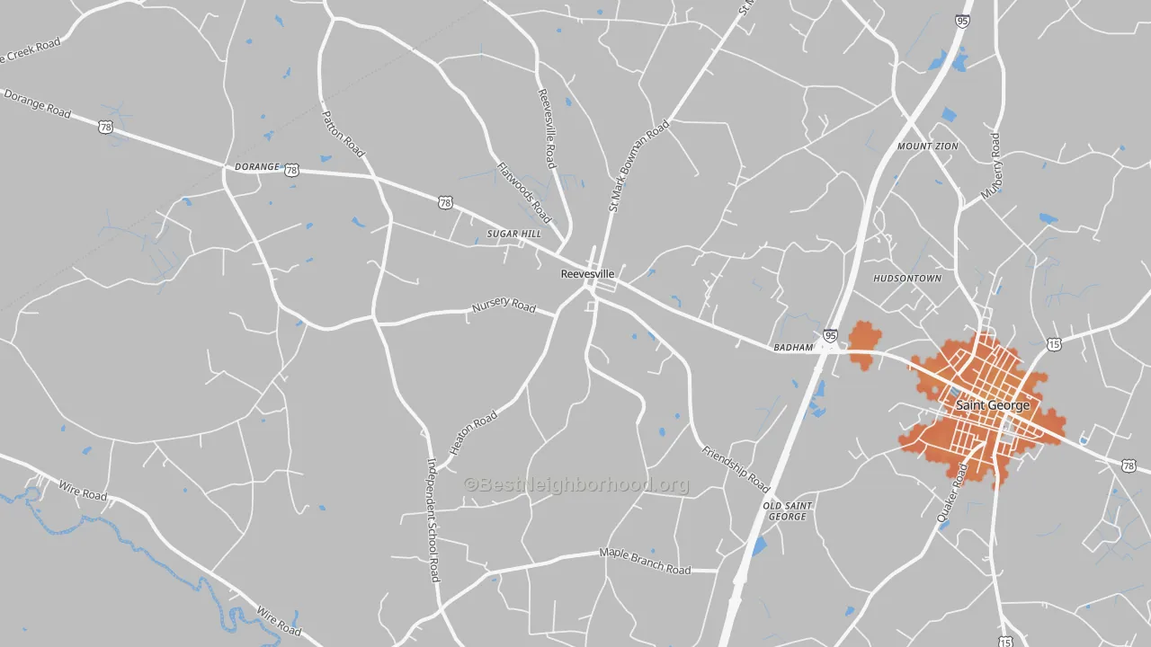 Bike Grade map of Reevesville, SC