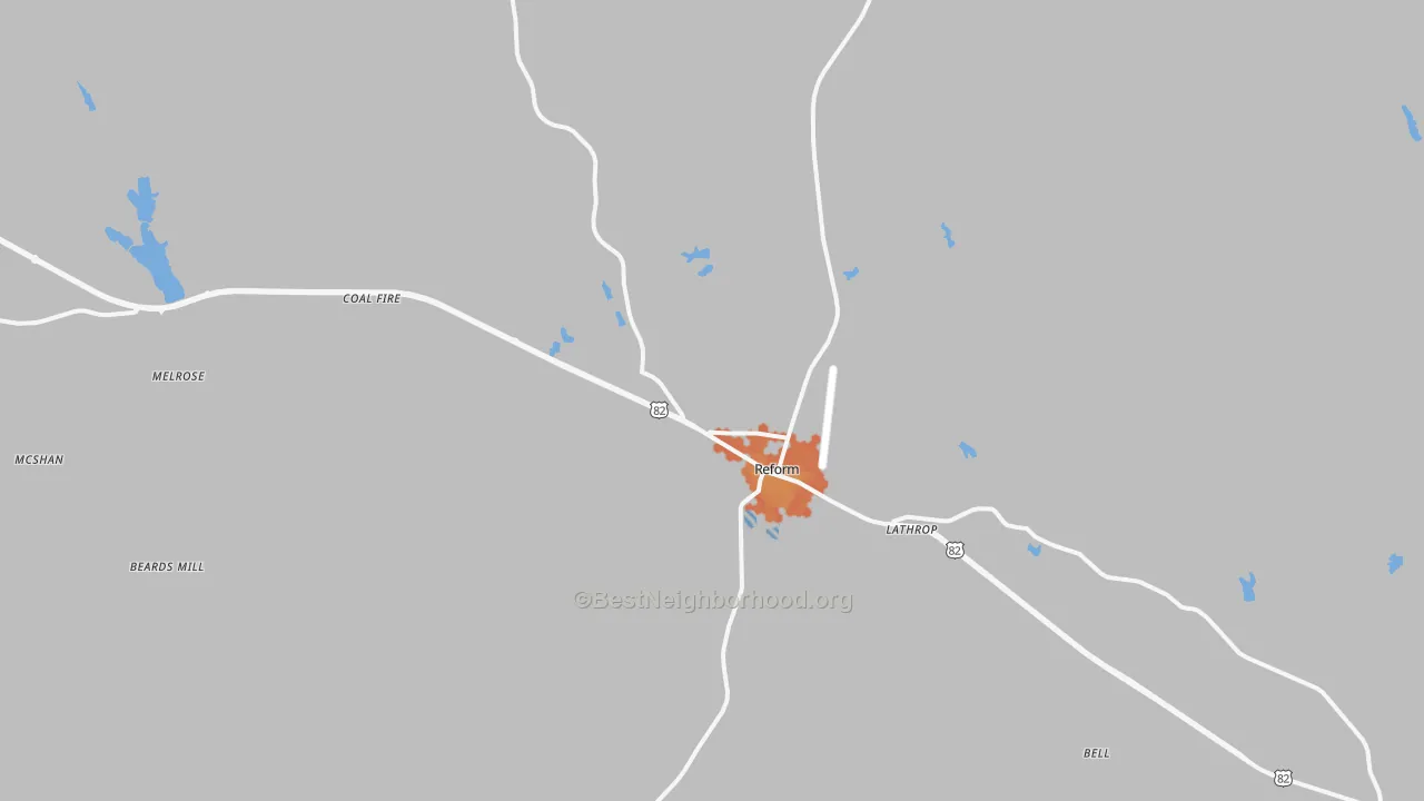 Bike Grade map of Reform, AL