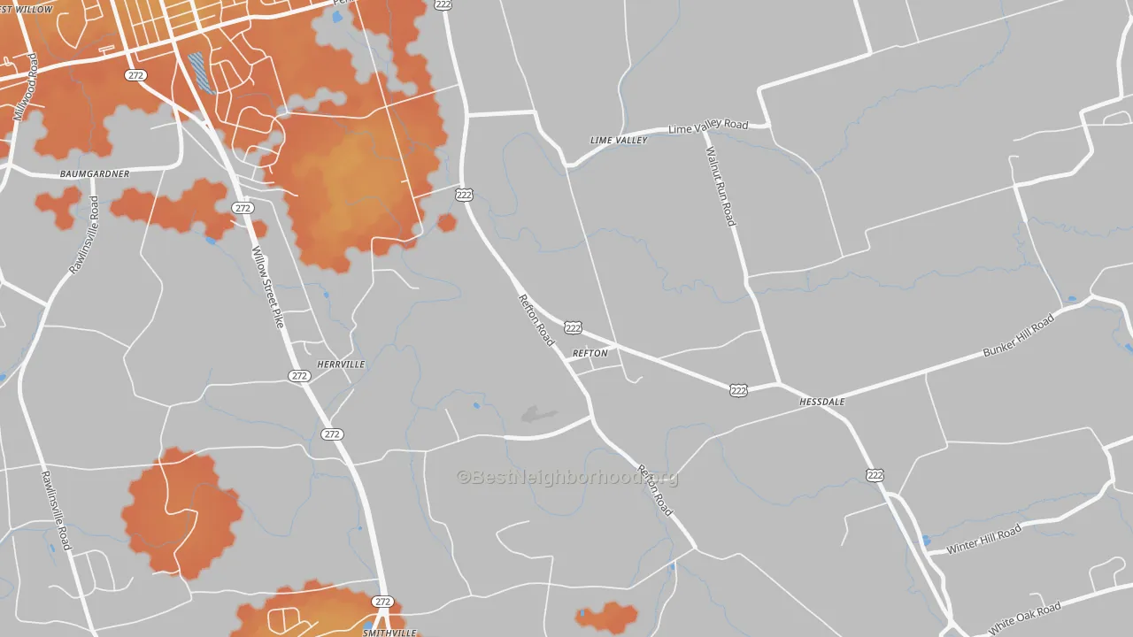 Bike Grade map of Refton, PA