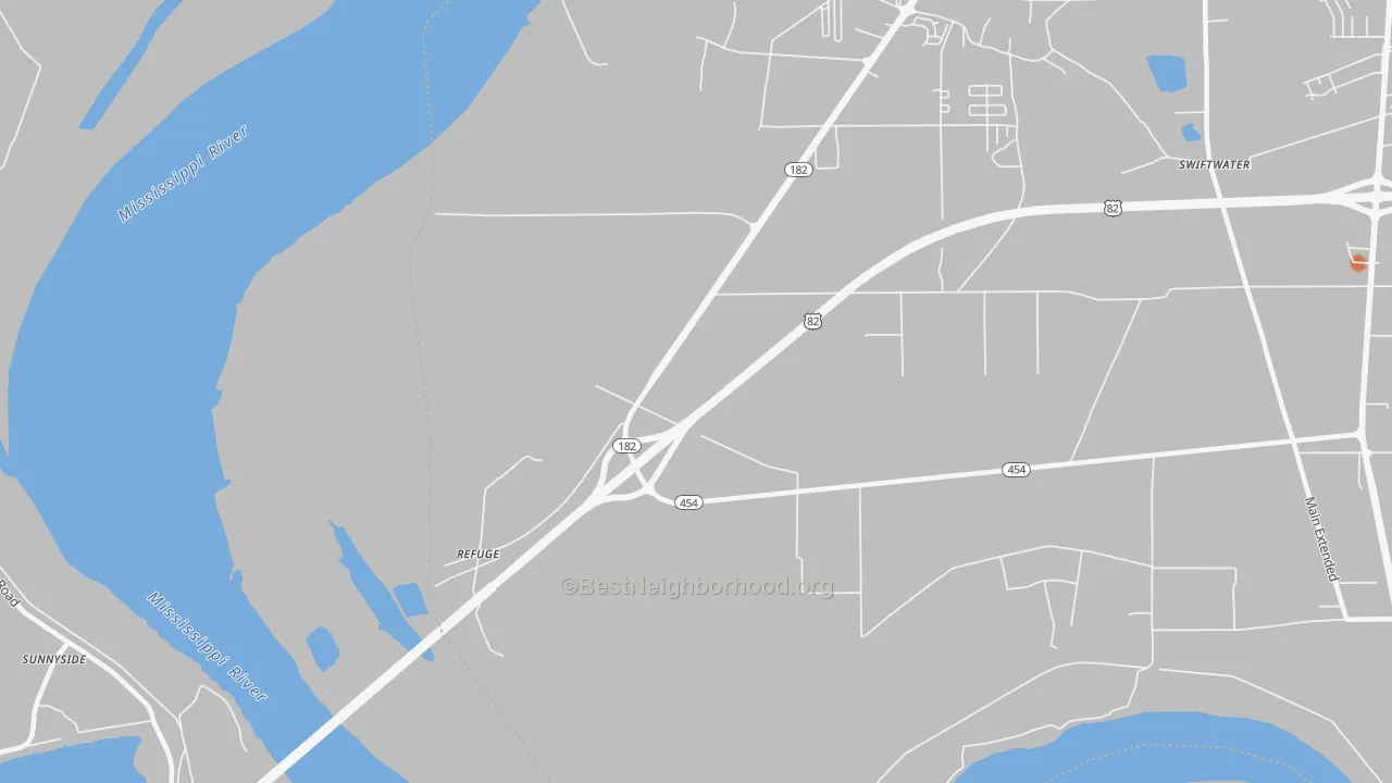Bike Grade map of Refuge, MS