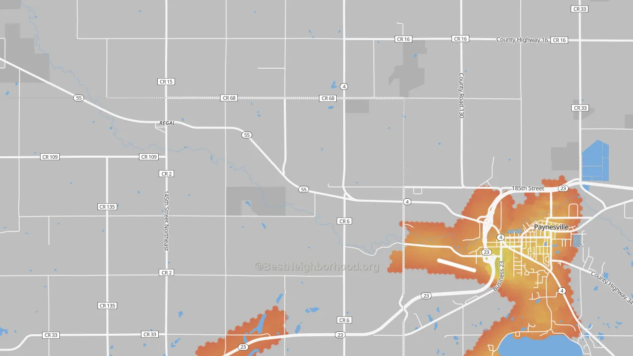 Bike Grade map of Regal, MN
