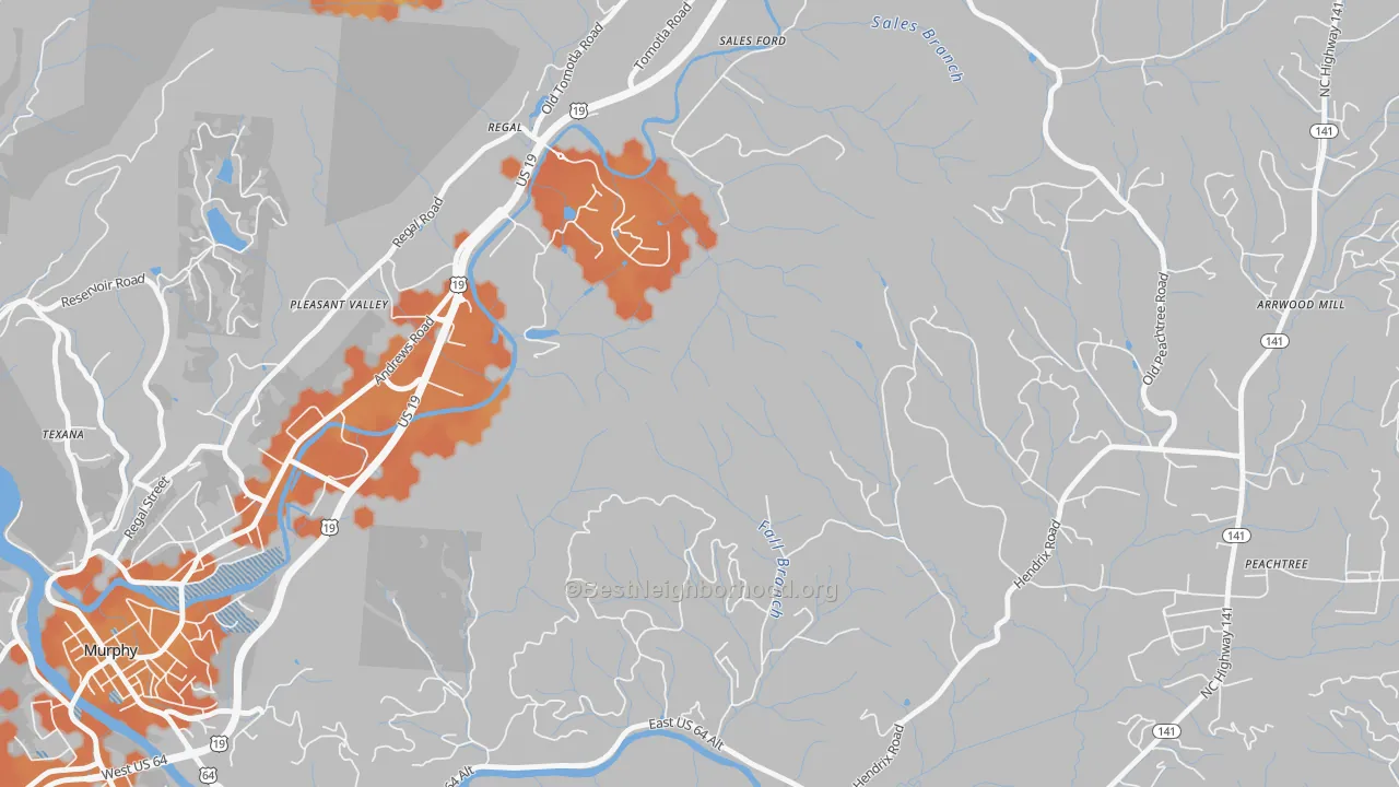 Bike Grade map of Regal, NC