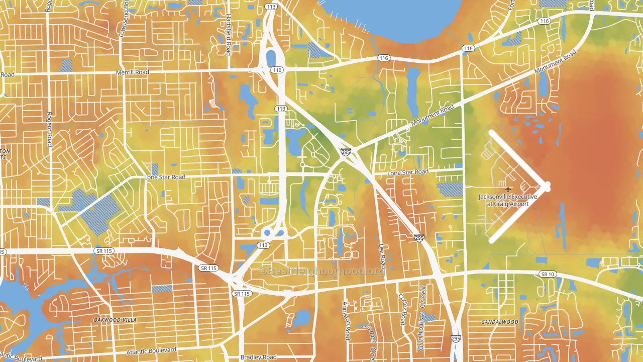Bike Grade map of Regency, Jacksonville, FL