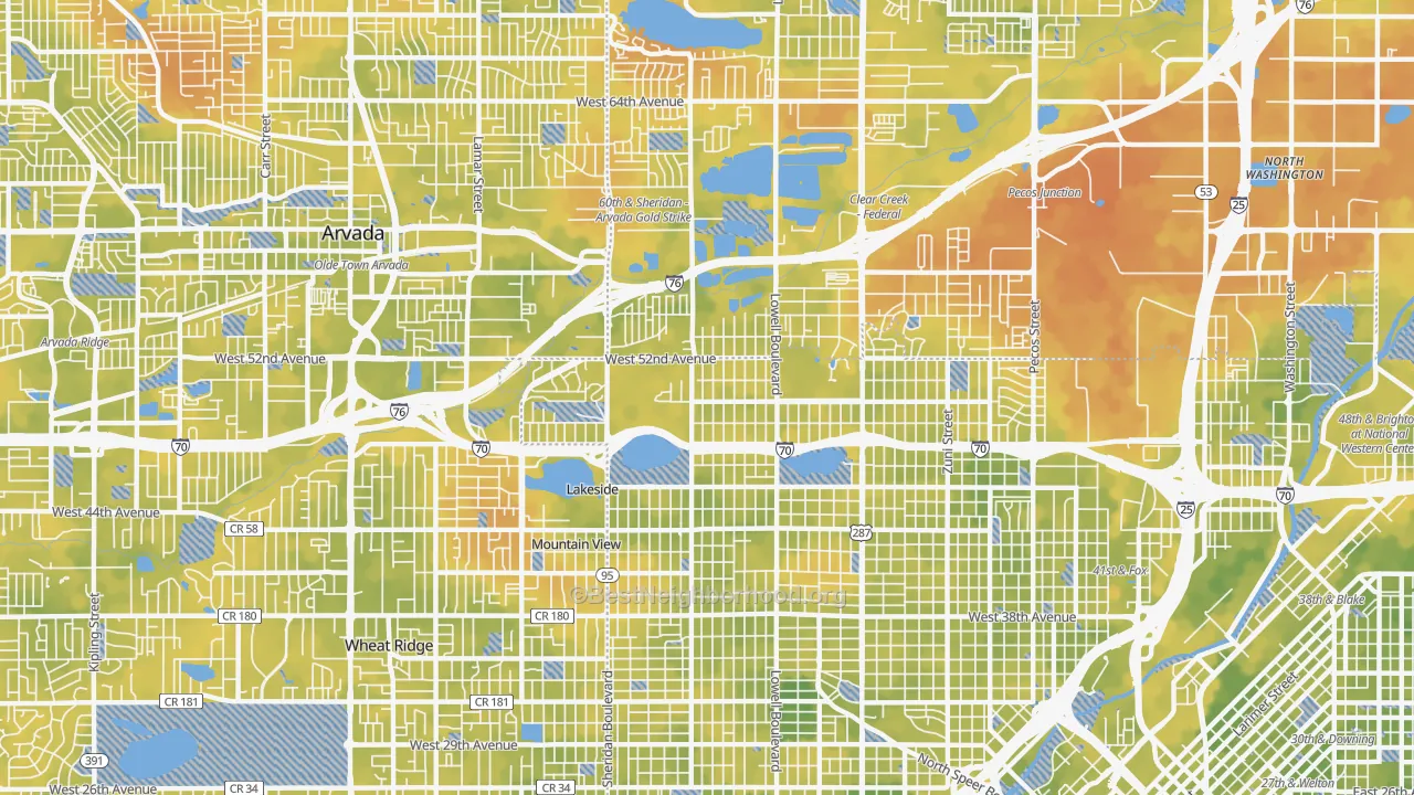 Bike Grade map of Regis, Denver, CO