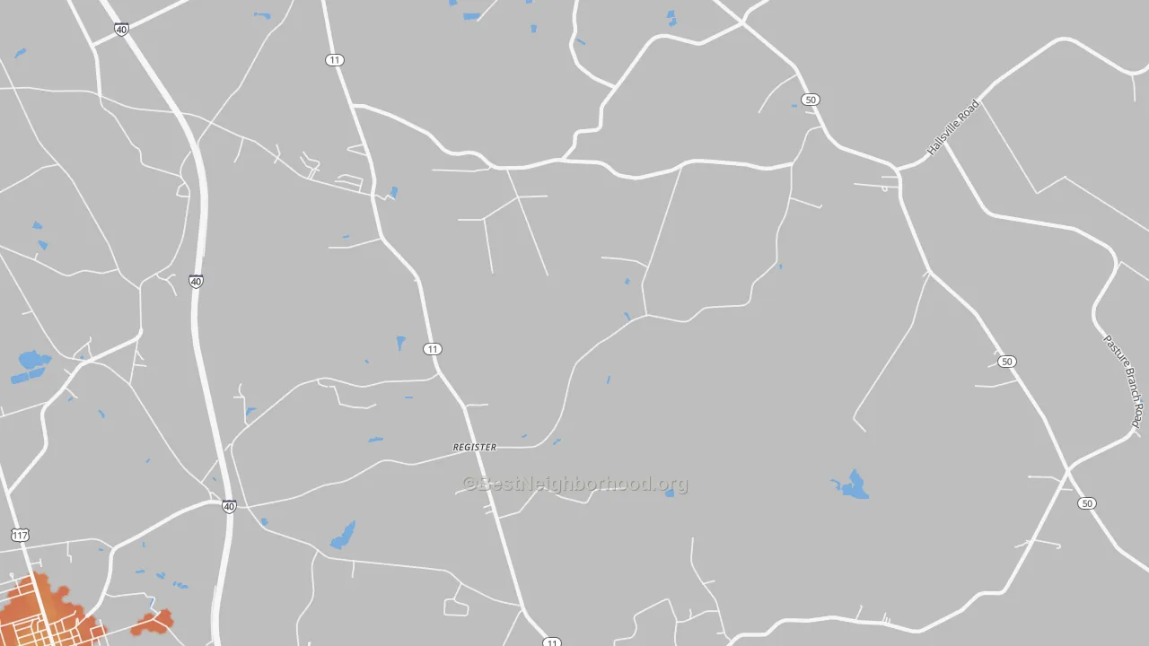Bike Grade map of Register, NC