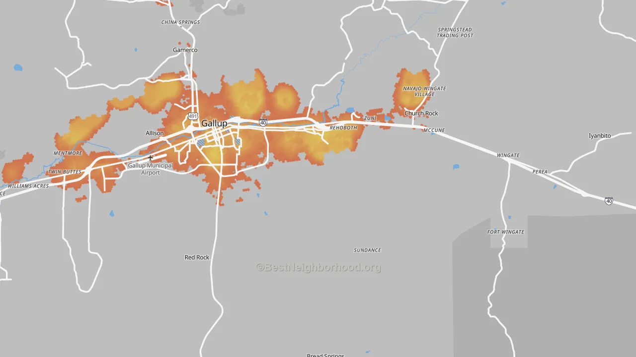 Bike Grade map of Rehoboth, NM