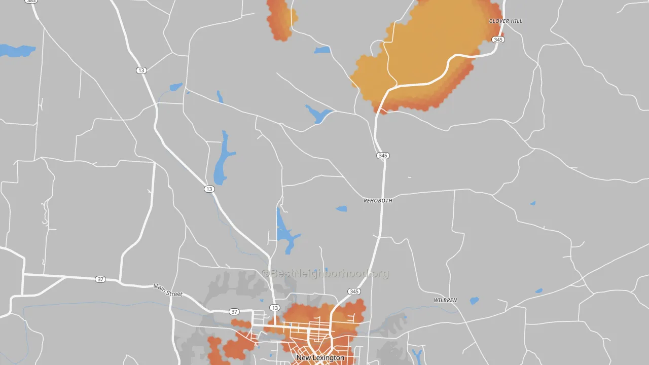 Bike Grade map of Rehoboth, OH