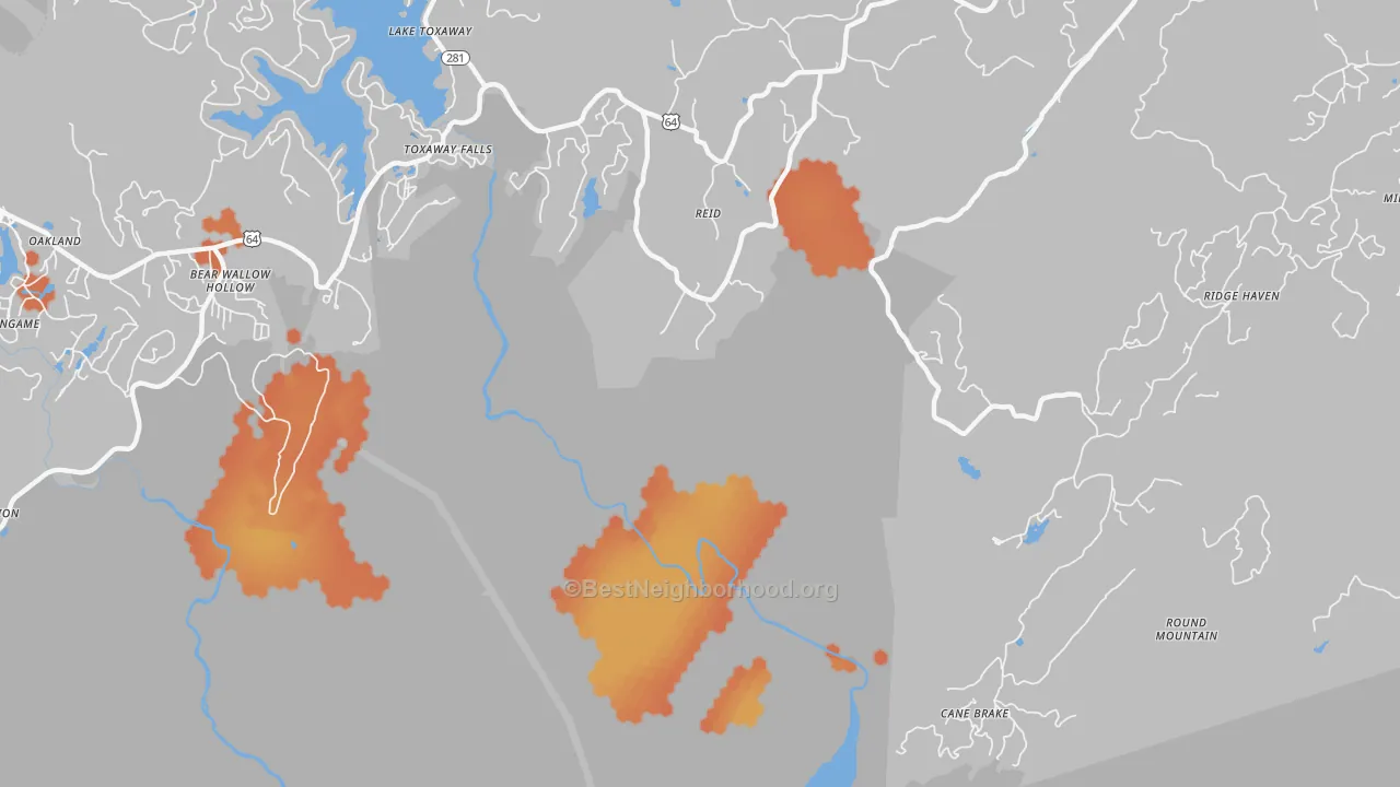 Bike Grade map of Reid, NC