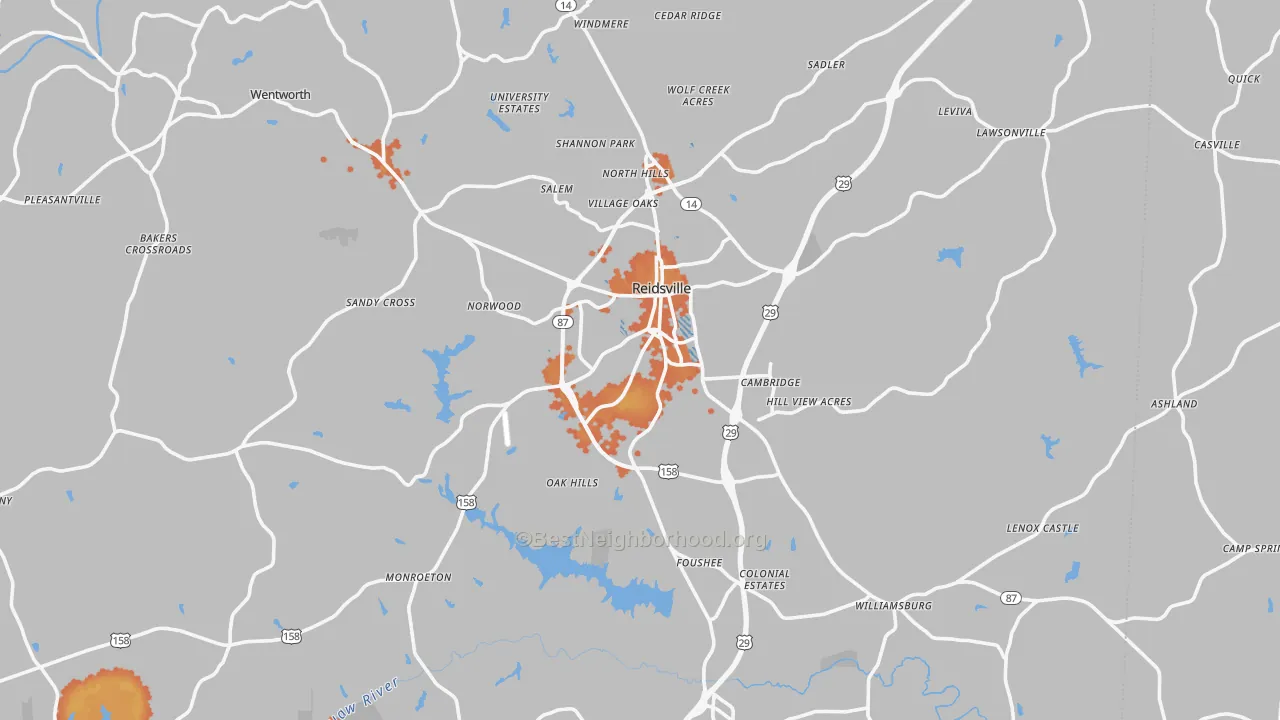 Bike Grade map of Reidsville, NC