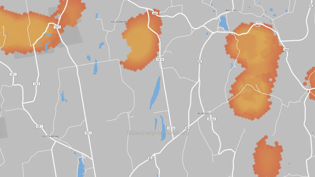 Bike Grade map of Reidsville, NY