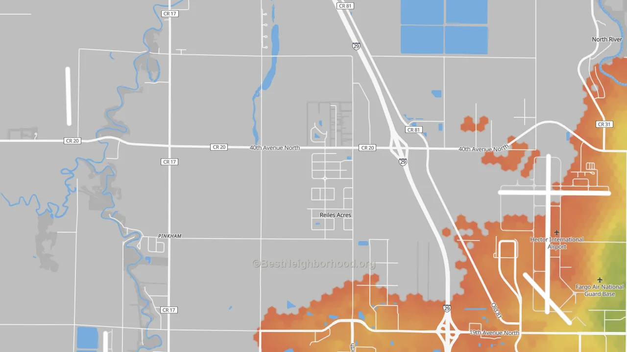 Bike Grade map of Reiles Acres, ND
