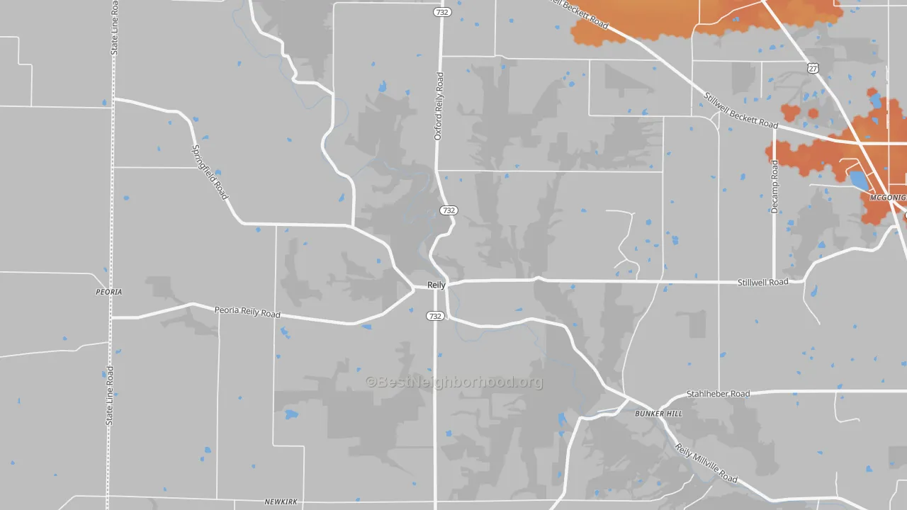 Bike Grade map of Reily, OH