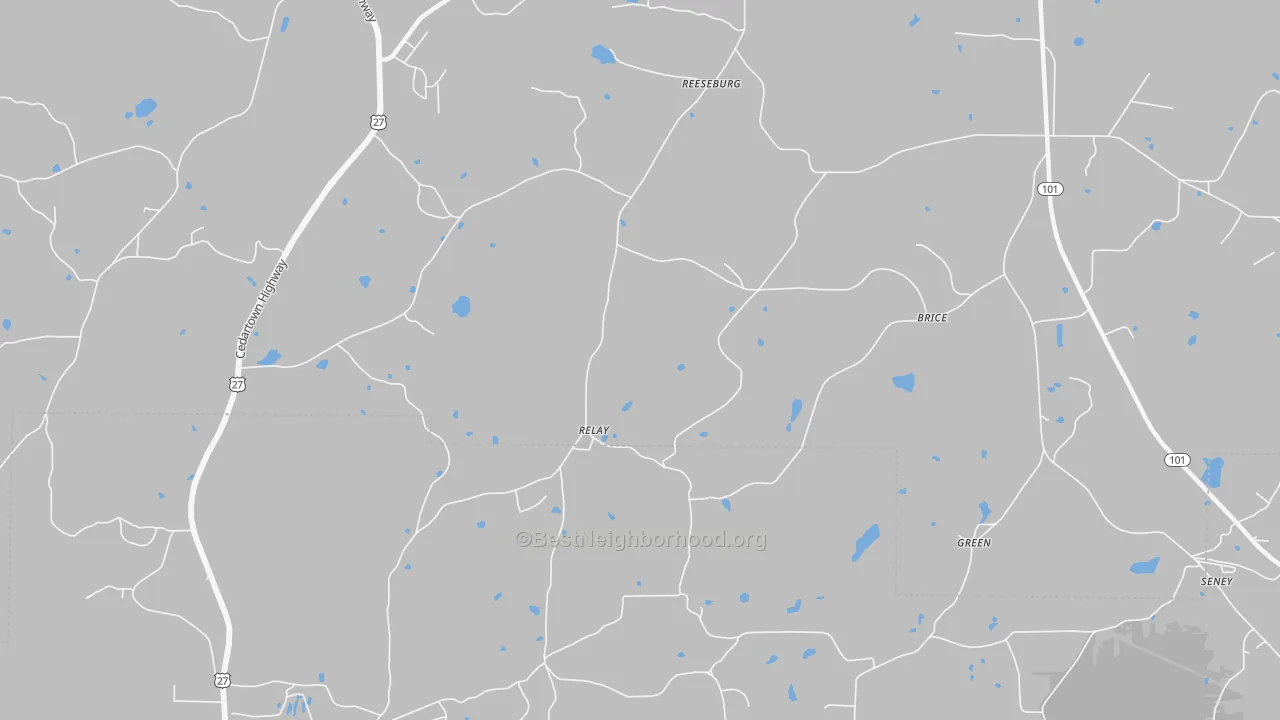 Bike Grade map of Relay, GA