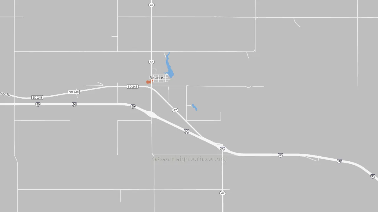 Bike Grade map of Reliance, SD