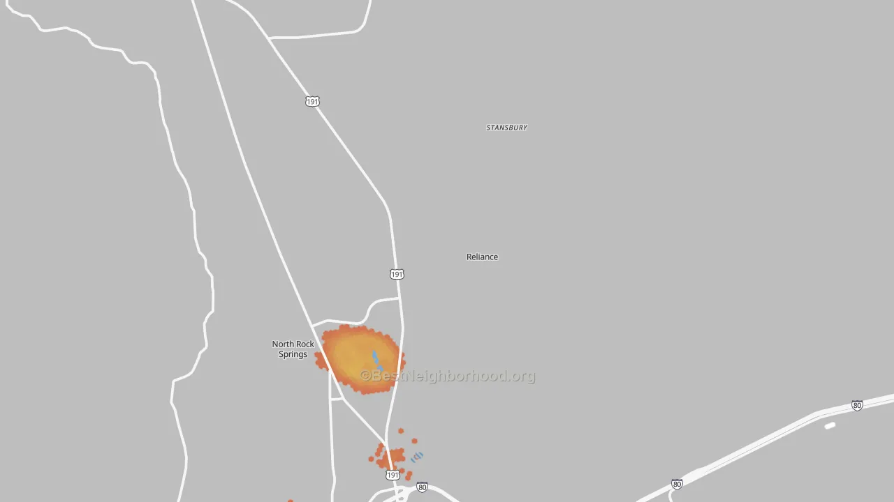 Bike Grade map of Reliance, WY