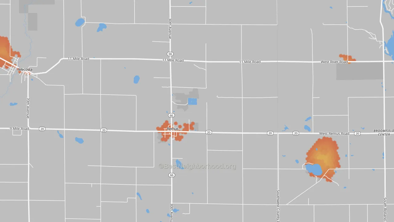 Bike Grade map of Remus, MI