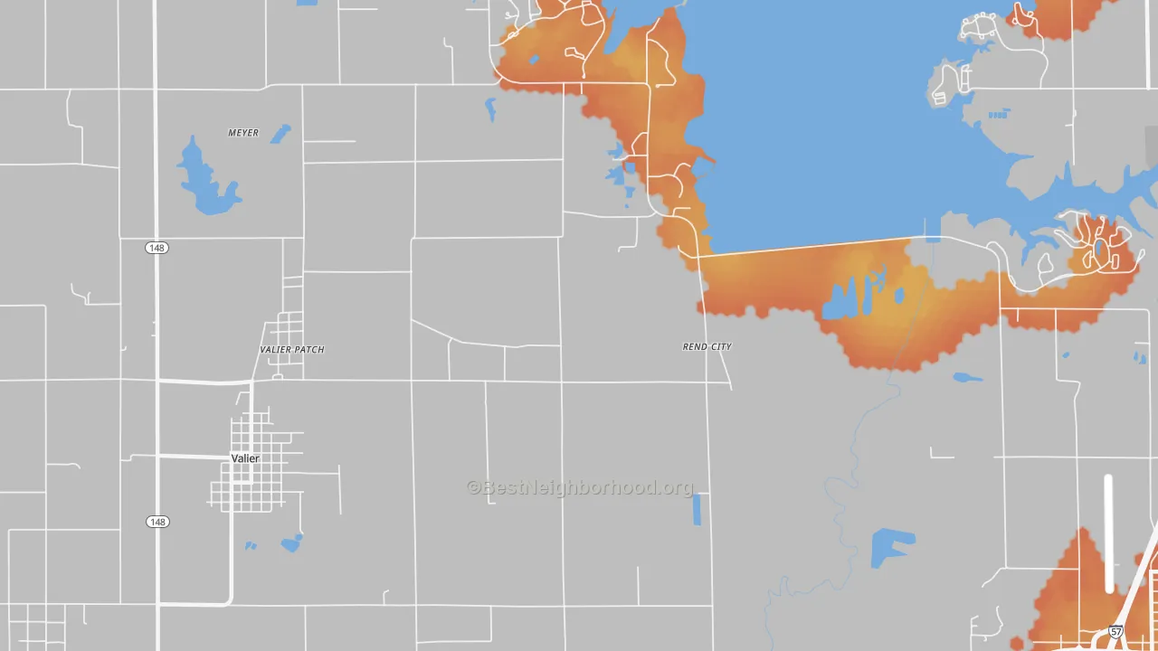 Bike Grade map of Rend City, IL