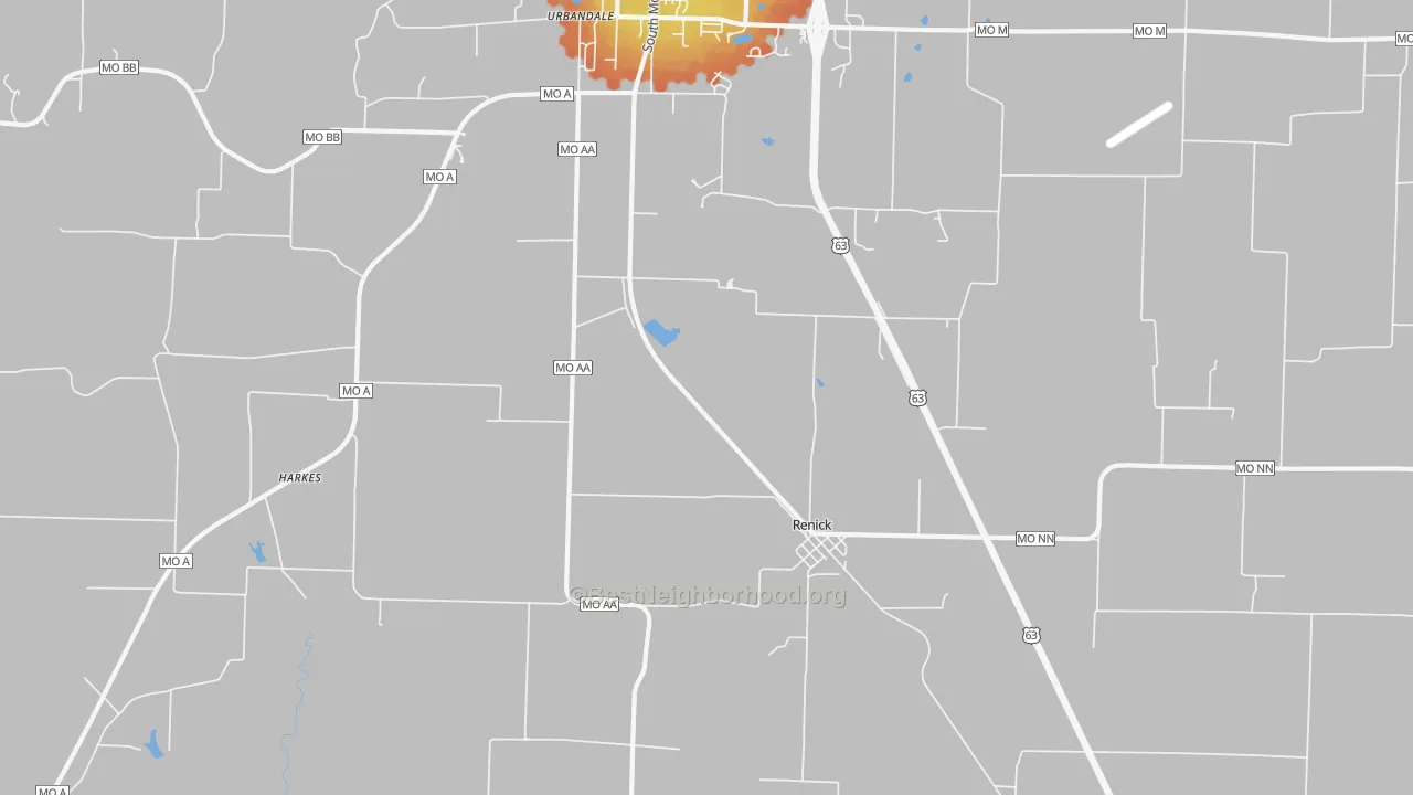 Bike Grade map of Renick, MO