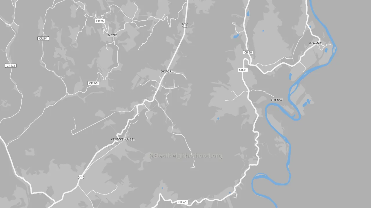 Bike Grade map of Renicks Valley, WV