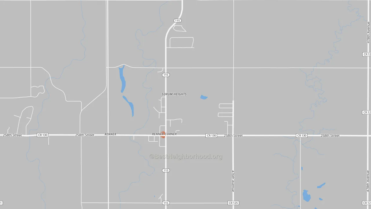 Bike Grade map of Renner Corner, SD