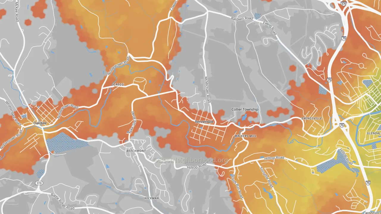 Bike Grade map of Rennerdale, PA