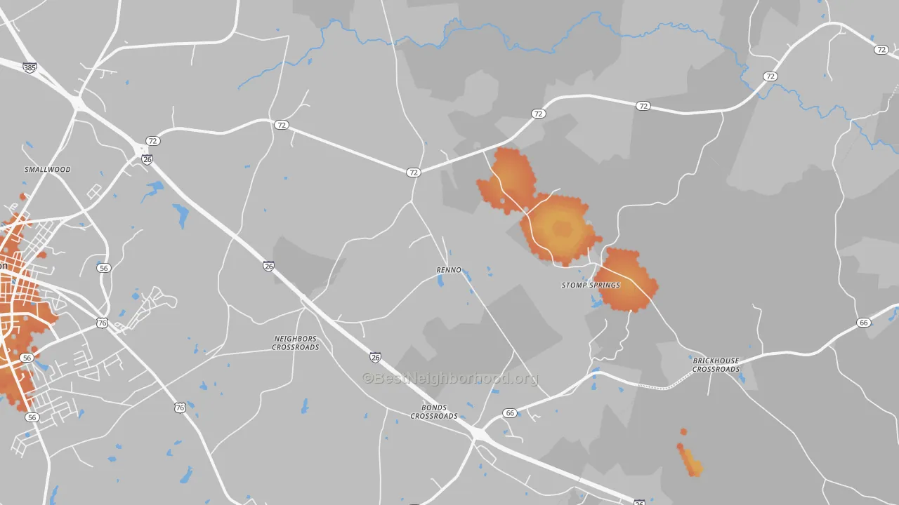 Bike Grade map of Renno, SC