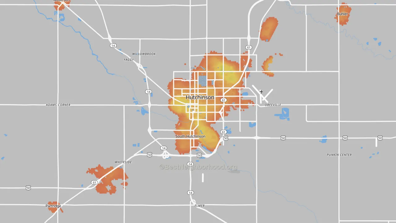 Bike Grade map of Reno County, KS