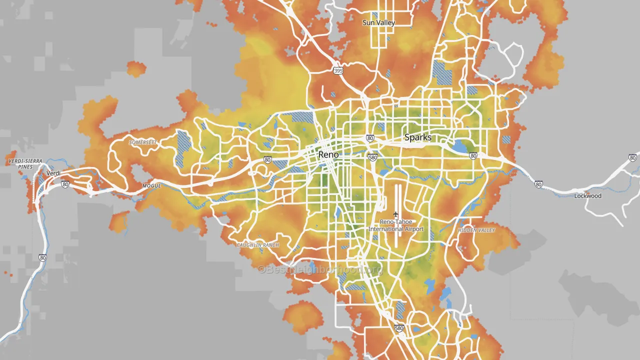 Bike Grade map of Reno, NV