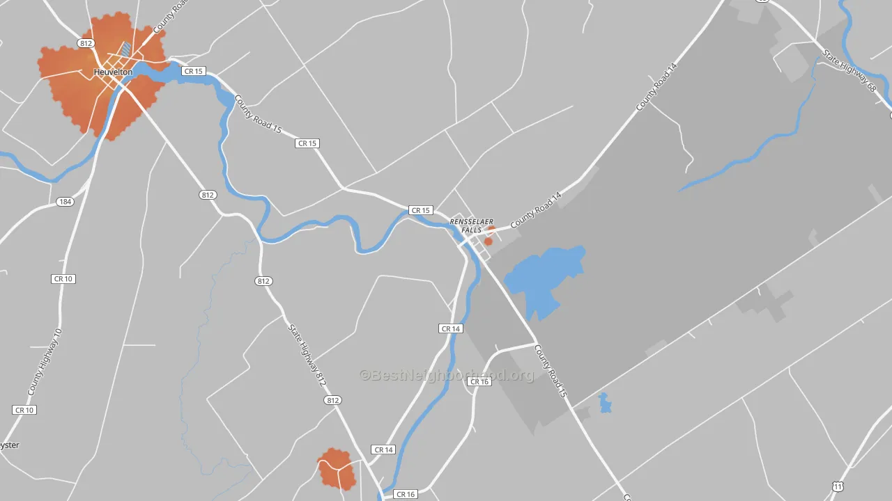 Bike Grade map of Rensselaer Falls, NY