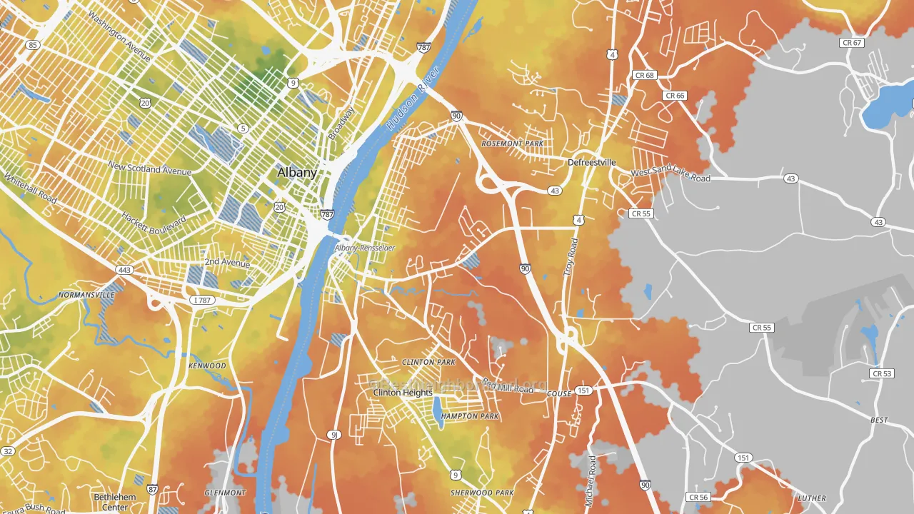 Bike Grade map of Rensselaer, NY