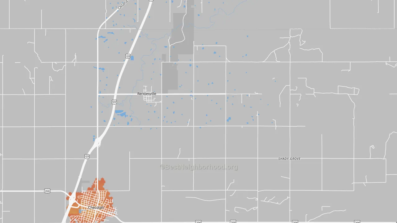 Bike Grade map of Rentiesville, OK