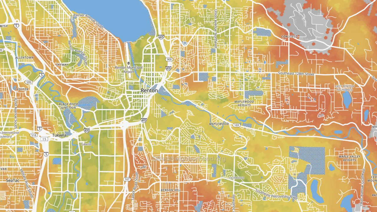Bike Grade map of Renton, WA