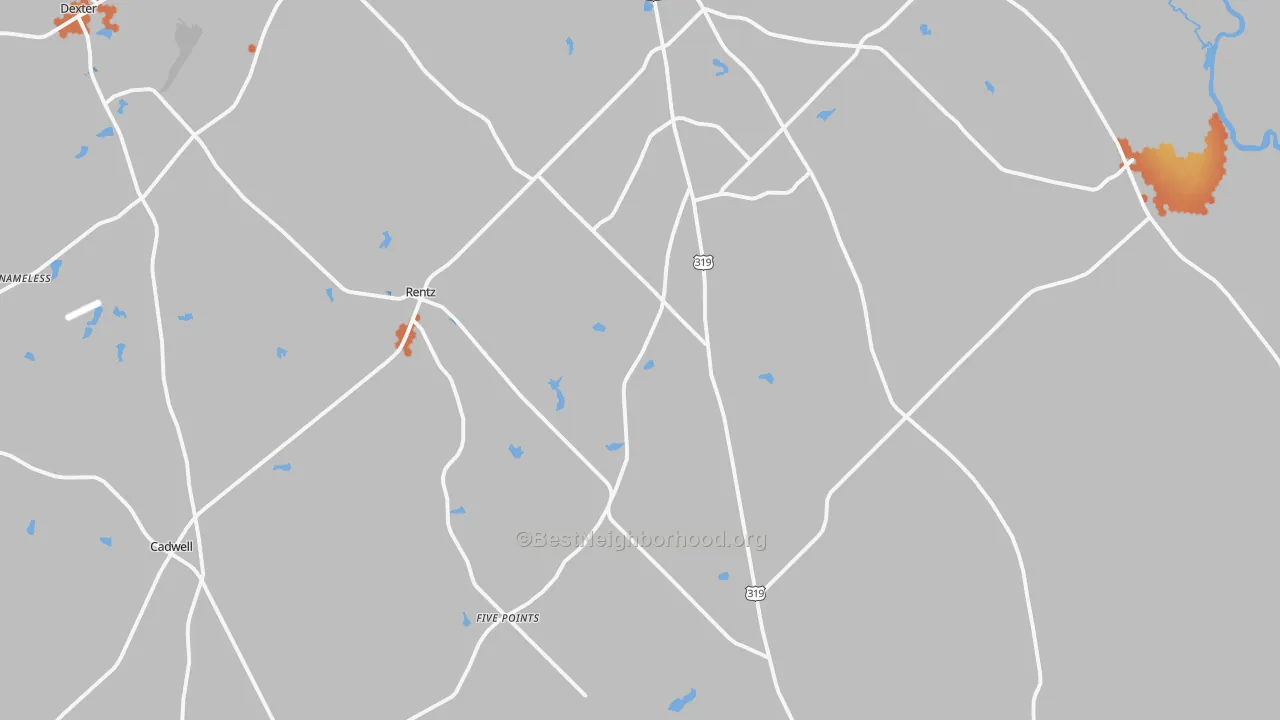 Bike Grade map of Rentz, GA