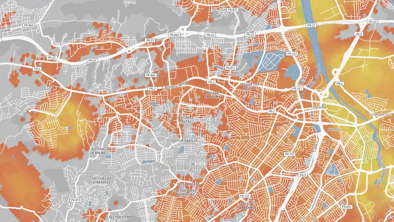 Bike Grade map of Reparto Valencia, Bayamon, PR
