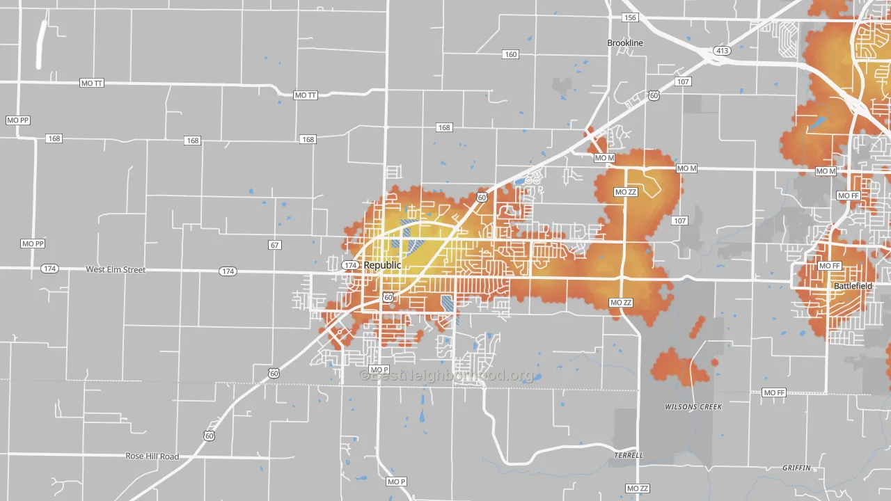 Bike Grade map of Republic, MO