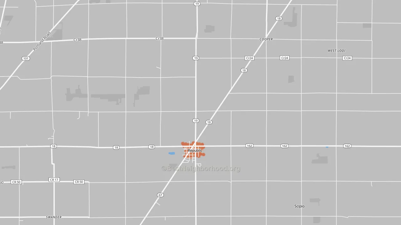 Bike Grade map of Republic, OH