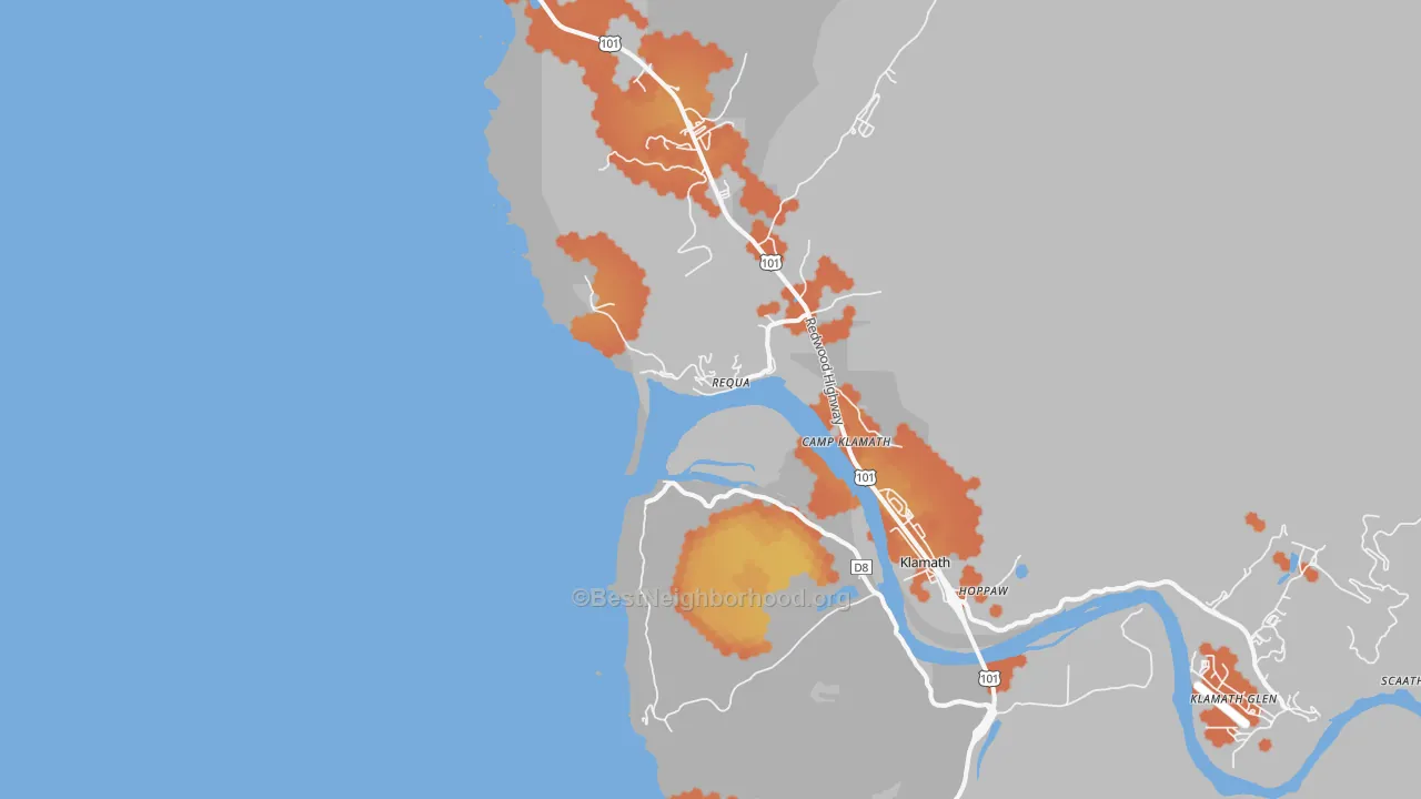 Bike Grade map of Requa, CA