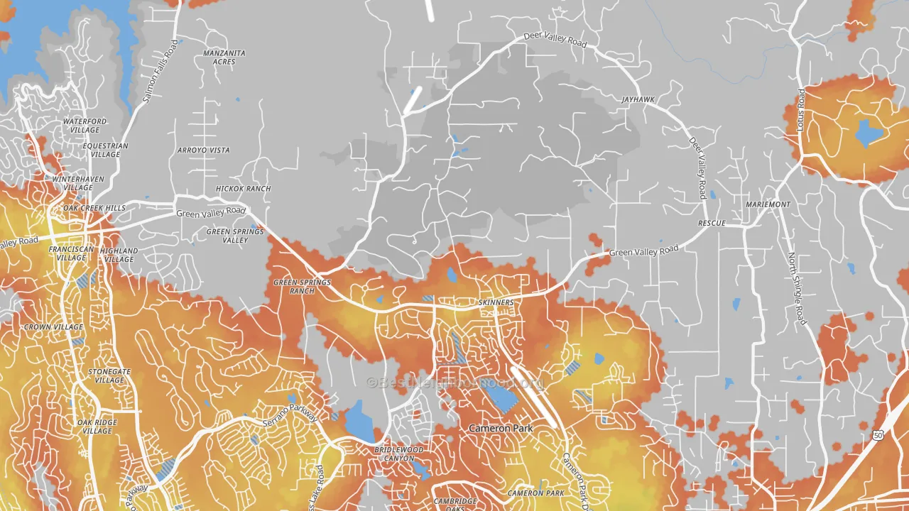 Bike Grade map of Rescue, CA