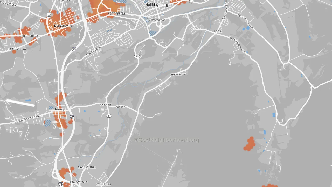 Bike Grade map of Reservoir, PA