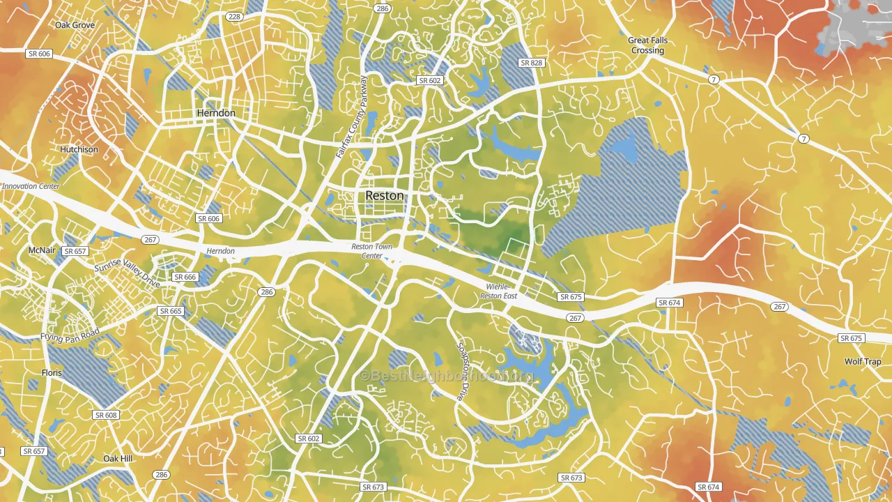 Bike Grade map of Reston, VA