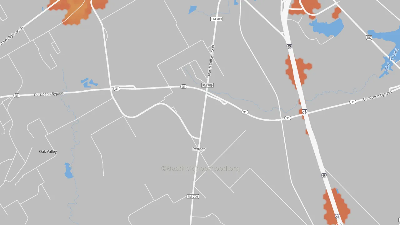 Bike Grade map of Retreat, TX