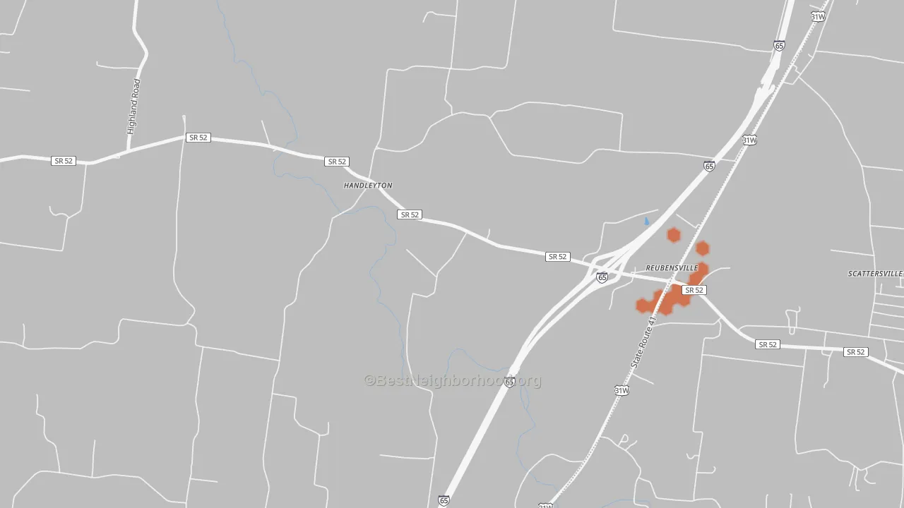 Bike Grade map of Reubensville, TN