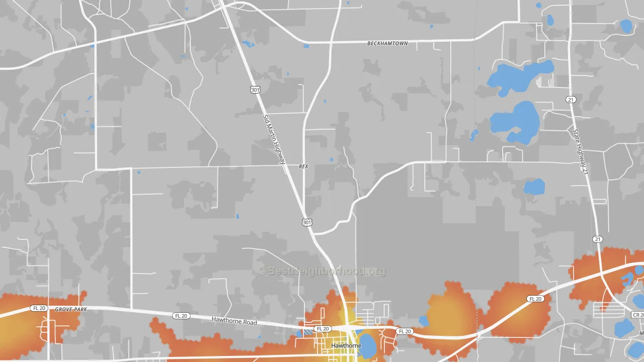Bike Grade map of Rex, FL