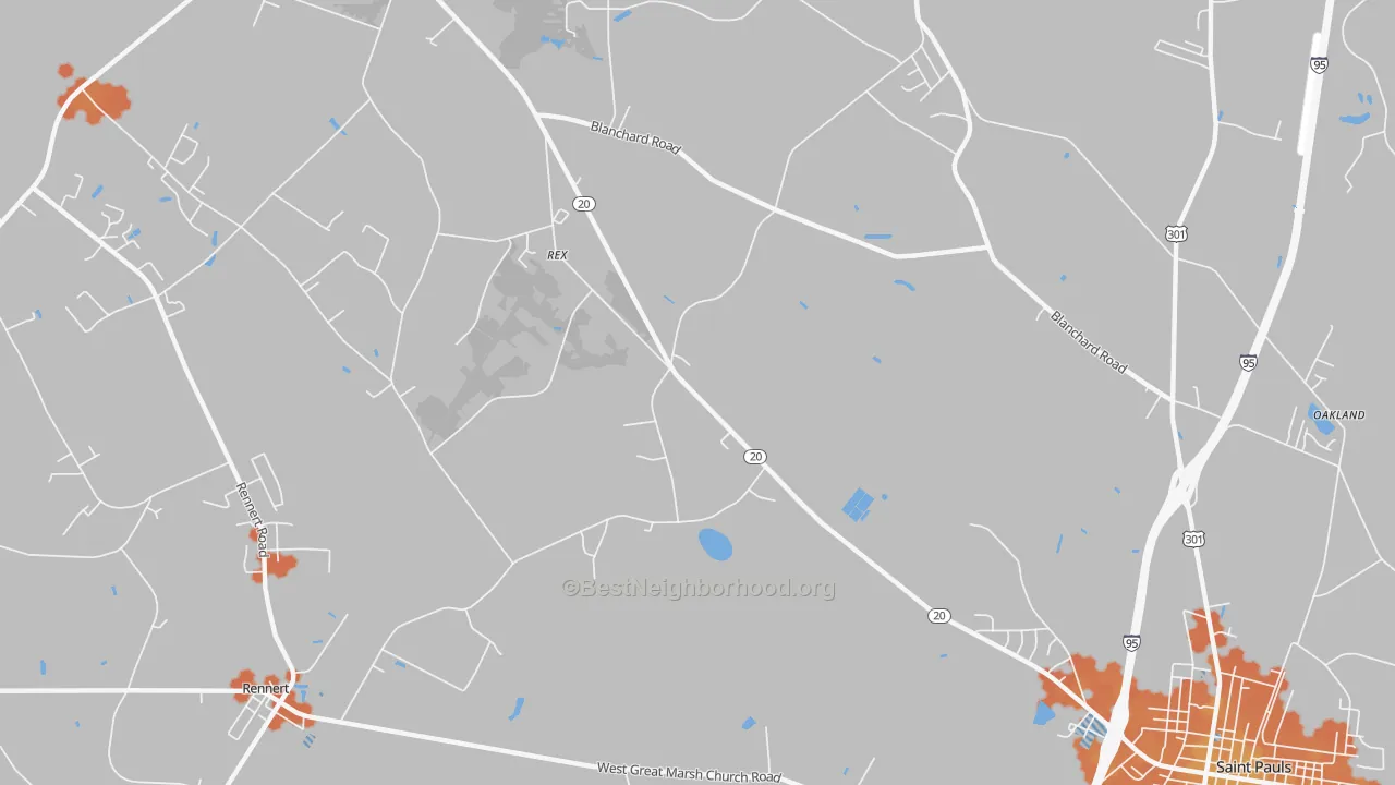 Bike Grade map of Rex, NC