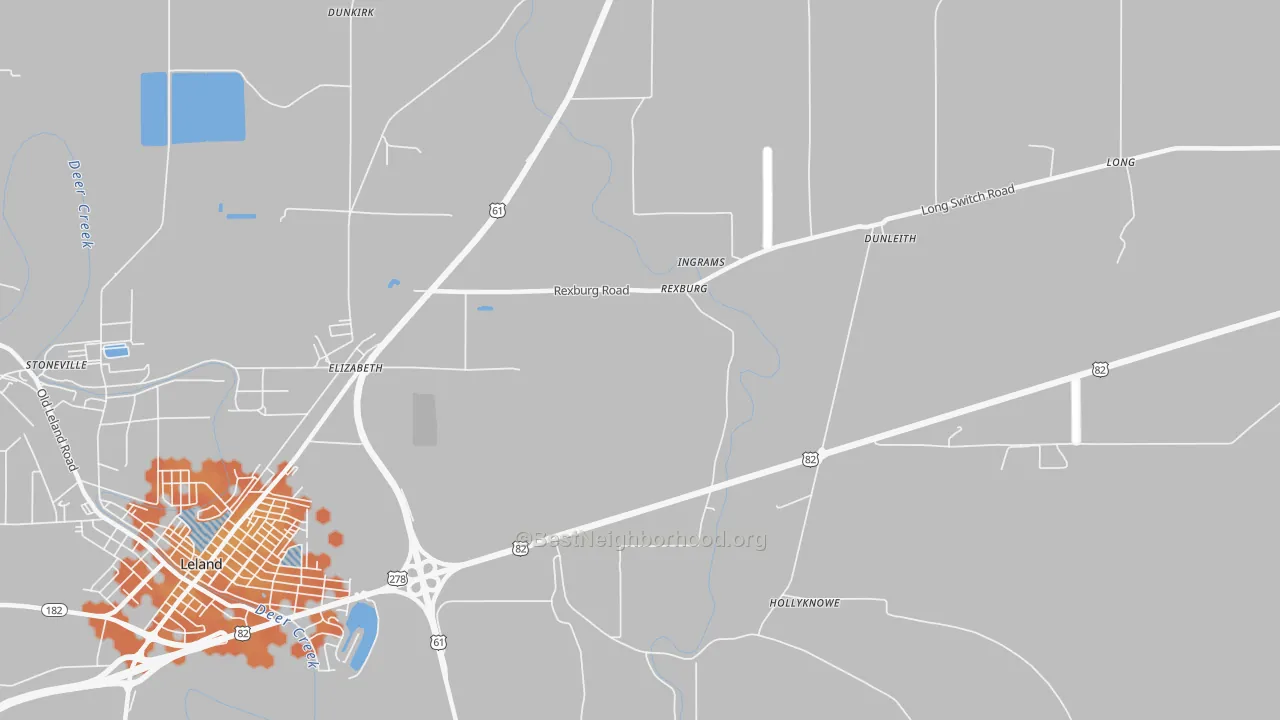 Bike Grade map of Rexburg, MS