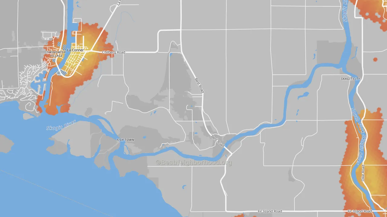 Bike Grade map of Rexville, WA