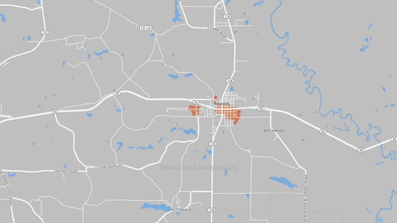 Bike Grade map of Reynolds, GA