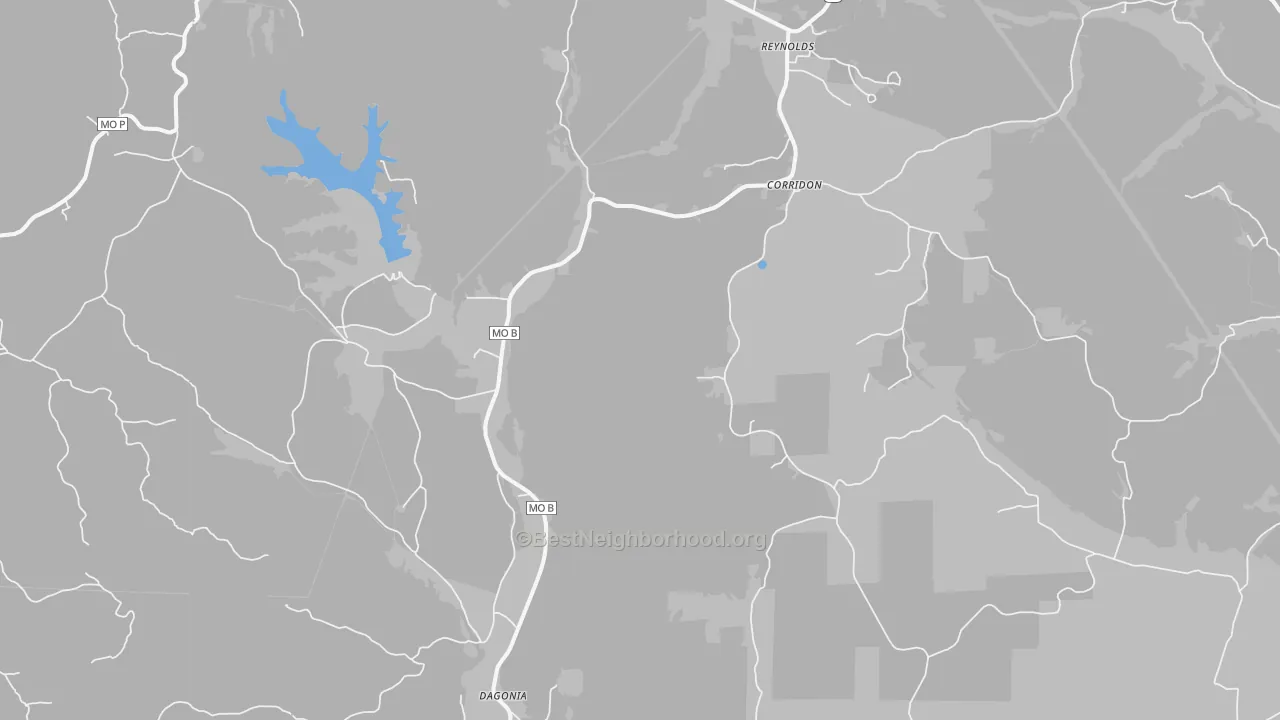Bike Grade map of Reynolds, MO