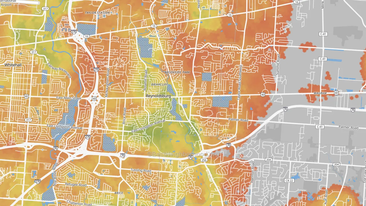 Bike Grade map of Reynoldsburg, OH